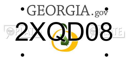 2XQD08 Georgia License Plate