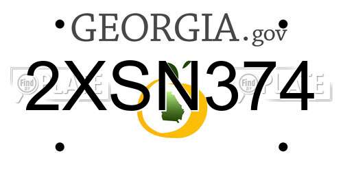 2XSN374 Georgia License Plate