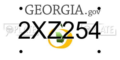 2XZ254 Georgia License Plate