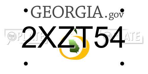 2XZT54 Georgia License Plate
