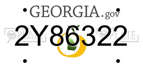 2Y86322 Georgia License Plate