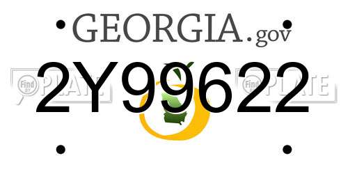 2Y99622 Georgia License Plate