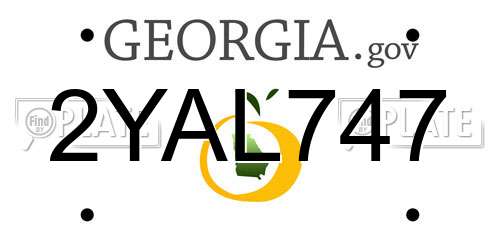 2YAL747 Georgia License Plate