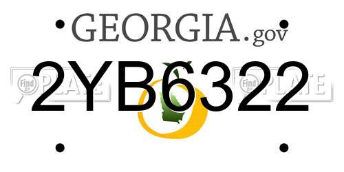2YB6322 Georgia License Plate