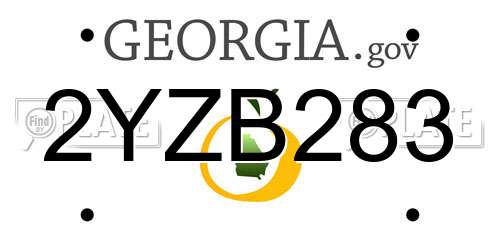 2YZB283 Georgia License Plate