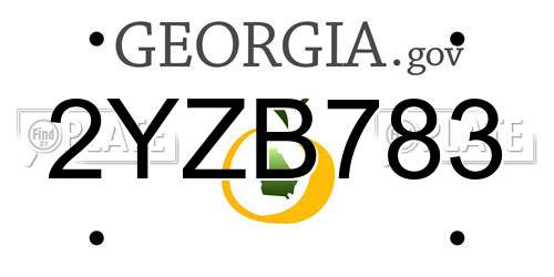 2YZB783 Georgia License Plate