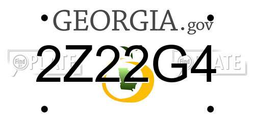 2Z22G4 Georgia License Plate
