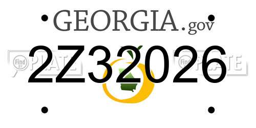 2Z32026 Georgia License Plate