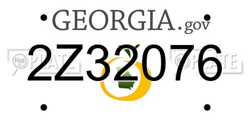 2Z32076 Georgia License Plate