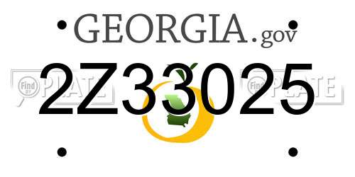 2Z33025 Georgia License Plate