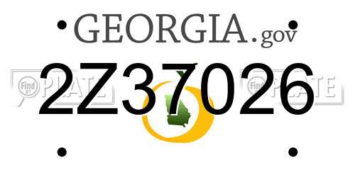 2Z37026 Georgia License Plate