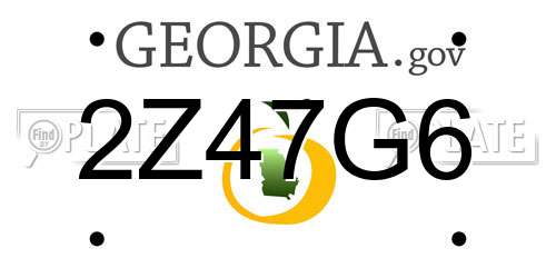 2Z47G6 Georgia License Plate