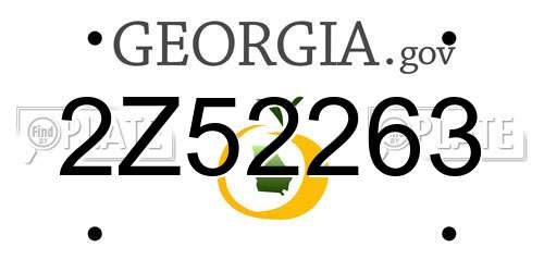 2Z52263 Georgia License Plate
