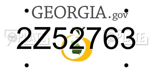 2Z52763 Georgia License Plate