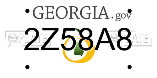 2Z58A8 Georgia License Plate