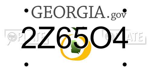 2Z65O4 Georgia License Plate