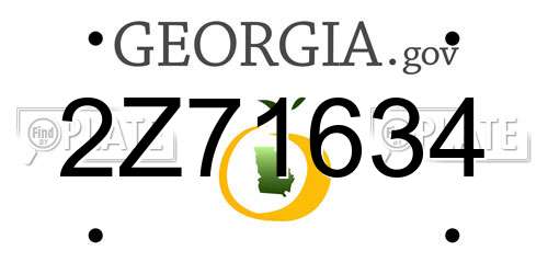 2Z71634 Georgia License Plate