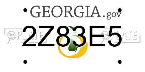 2Z83E5 Georgia License Plate