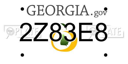 2Z83E8 Georgia License Plate