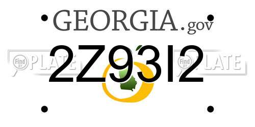 2Z93I2 Georgia License Plate