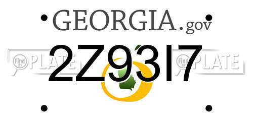 2Z93I7 Georgia License Plate