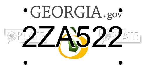2ZA522 Georgia License Plate