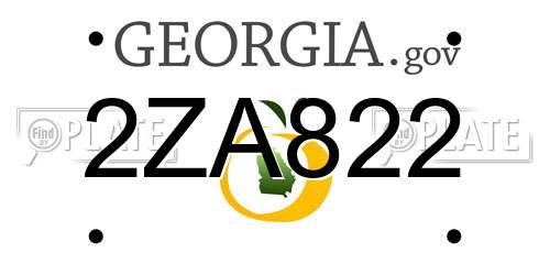 2ZA822 Georgia License Plate