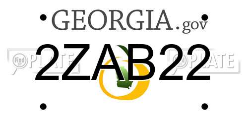 2ZAB22 Georgia License Plate