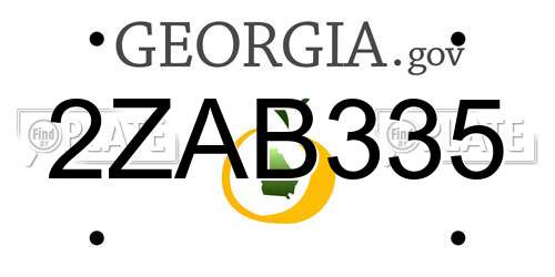 2ZAB335 Georgia License Plate