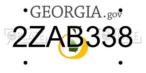 2ZAB338 Georgia License Plate