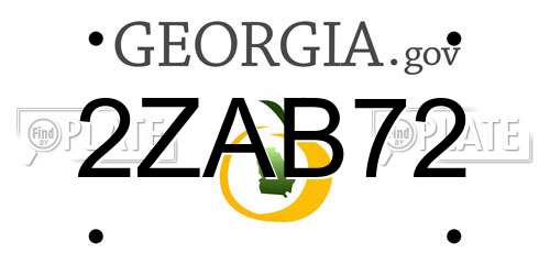 2ZAB72 Georgia License Plate