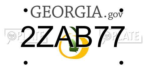2ZAB77 Georgia License Plate