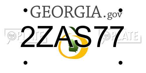 2ZAS77 Georgia License Plate