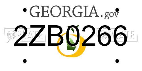 2ZB0266 Georgia License Plate