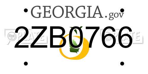 2ZB0766 Georgia License Plate