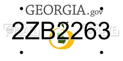 2ZB2263 Georgia License Plate