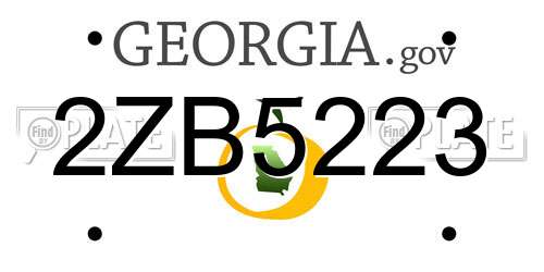 2ZB5223 Georgia License Plate