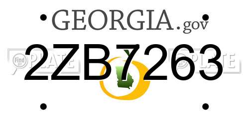 2ZB7263 Georgia License Plate