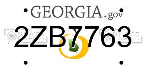 2ZB7763 Georgia License Plate