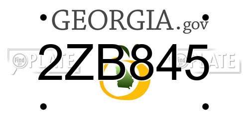 2ZB845 Georgia License Plate