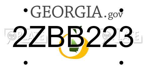 2ZBB223 Georgia License Plate