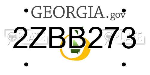 2ZBB273 Georgia License Plate