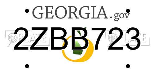 2ZBB723 Georgia License Plate