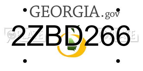 2ZBD266 Georgia License Plate