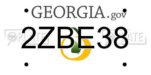 2ZBE38 Georgia License Plate