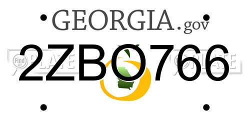 2ZBO766 Georgia License Plate