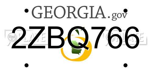 2ZBQ766 Georgia License Plate
