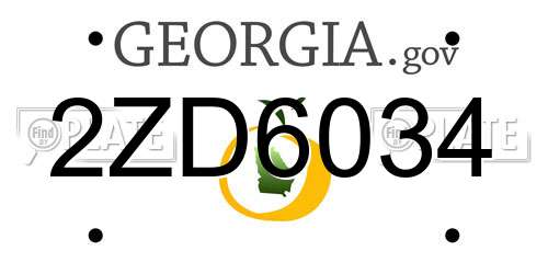 2ZD6034 Georgia License Plate