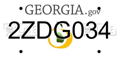 2ZDG034 Georgia License Plate