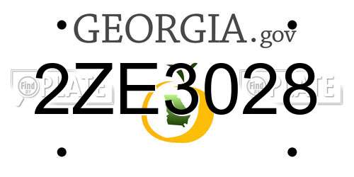 2ZE3028 Georgia License Plate